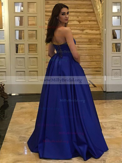 Ball Gown Strapless Satin Floor-length Prom Dresses #Milly020105407