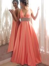 Princess V-neck Satin Floor-length Beading Prom Dresses #Milly020105777