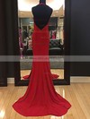 Trumpet/Mermaid Halter Jersey Sweep Train Prom Dresses #Milly020105658