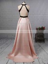A-line Halter Satin Sweep Train Prom Dresses #Milly020105926