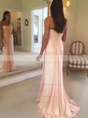 Sheath/Column One Shoulder Chiffon Floor-length Ruffles Prom Dresses #Milly020105944