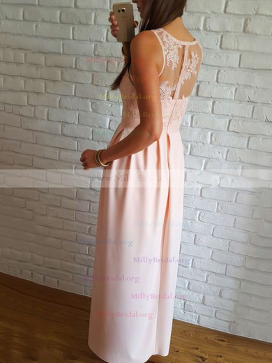 A-line V-neck Silk-like Satin Floor-length Appliques Lace Prom Dresses #Milly020106037