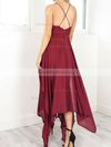 A-line V-neck Chiffon Asymmetrical Split Front Prom Dresses #Milly020106076