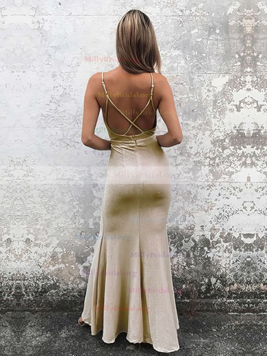 Trumpet/Mermaid V-neck Jersey Ankle-length Split Front Prom Dresses #Milly020106093