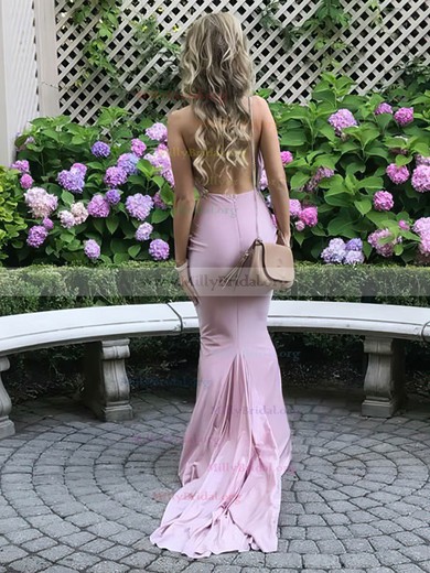 Trumpet/Mermaid Halter Jersey Sweep Train Sashes / Ribbons Prom Dresses #Milly020106109