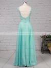 A-line Scoop Neck Chiffon Sweep Train Appliques Lace Prom Dresses #Milly020105059