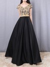 Princess V-neck Satin Floor-length Appliques Lace Prom Dresses #Milly020105063