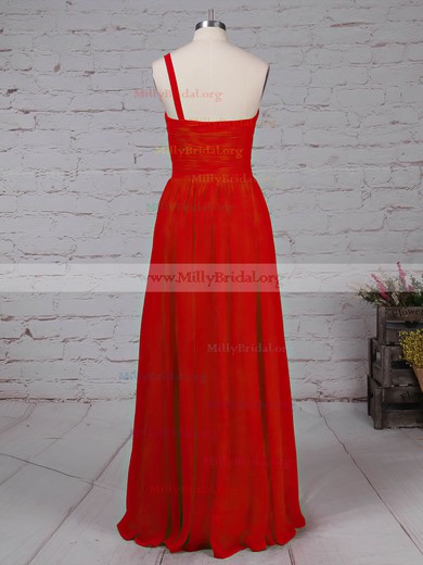 A-line One Shoulder Chiffon Floor-length Beading Prom Dresses #Milly020105090