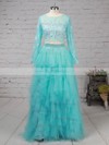 Princess Scoop Neck Tulle Sweep Train Beading Prom Dresses #Milly020105141
