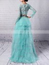 Princess Scoop Neck Tulle Sweep Train Beading Prom Dresses #Milly020105141