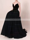 Ball Gown V-neck Organza Velvet Sweep Train Prom Dresses #Milly020105825