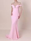 Trumpet/Mermaid Off-the-shoulder Stretch Crepe Sweep Train Prom Dresses #Milly020105833