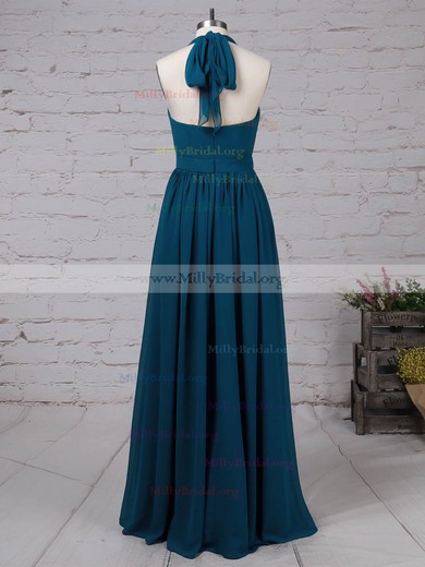 A-line Halter Chiffon Floor-length Sashes / Ribbons Prom Dresses #Milly020105870