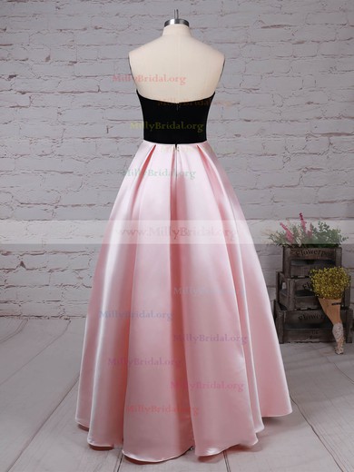 Ball Gown Strapless Satin Asymmetrical Pockets Prom Dresses #Milly020105911