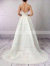 Princess V-neck Satin Sweep Train Pockets Wedding Dresses #Milly00023123