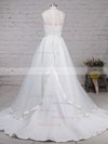 Ball Gown Strapless Satin Lace Court Train Sashes / Ribbons Wedding Dresses #Milly00023262