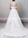Ball Gown Strapless Satin Lace Court Train Sashes / Ribbons Wedding Dresses #Milly00023262