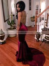 Trumpet/Mermaid V-neck Velvet Sweep Train Prom Dresses #Milly020106152