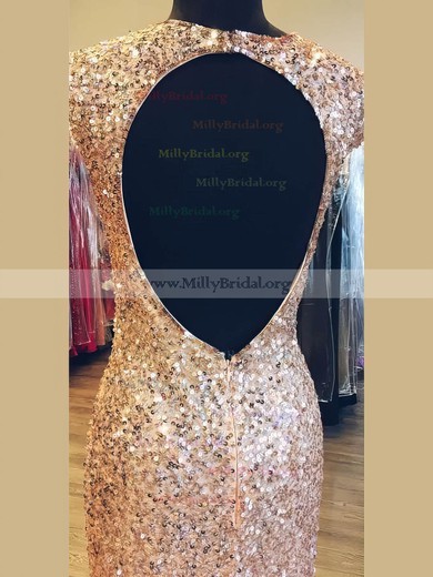 Sheath/Column Scoop Neck Sequined Floor-length Split Front Prom Dresses #Milly020106163