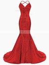 Trumpet/Mermaid V-neck Sequined Sweep Train Prom Dresses #Milly020106183