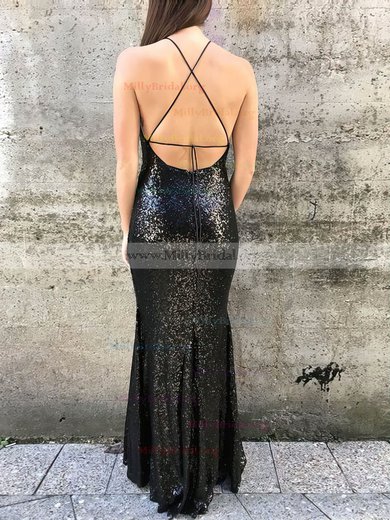 Sheath/Column Scoop Neck Sequined Floor-length Prom Dresses #Milly020106199