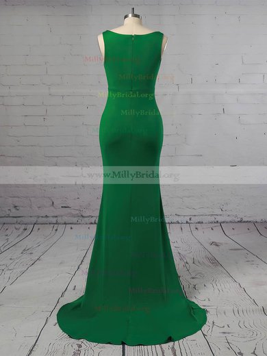 Trumpet/Mermaid V-neck Jersey Sweep Train Prom Dresses #Milly020106249