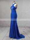 Trumpet/Mermaid V-neck Stretch Crepe Sweep Train Prom Dresses #Milly020106264