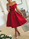 Ball Gown Off-the-shoulder Satin Knee-length Prom Dresses #Milly020106278