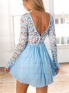 A-line Scoop Neck Lace Chiffon Short/Mini Lace Prom Dresses #Milly020106314