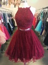 Princess Halter Lace Tulle Short/Mini Beading Prom Dresses #Milly020106333