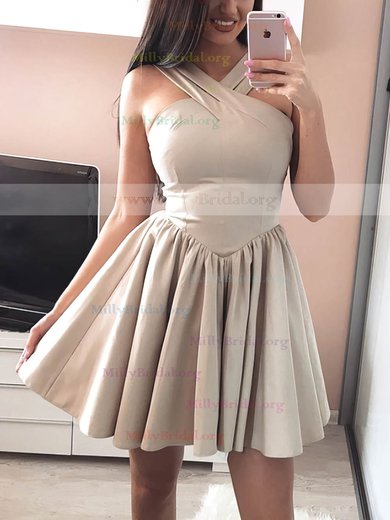 A-line V-neck Silk-like Satin Short/Mini Prom Dresses #Milly020106344