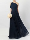 A-line One Shoulder Chiffon Floor-length Ruffles Bridesmaid Dresses #Milly01013484
