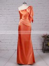 Sheath/Column One Shoulder Silk-like Satin Floor-length Ruffles Bridesmaid Dresses #Milly01013534