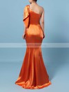 Sheath/Column One Shoulder Silk-like Satin Floor-length Ruffles Bridesmaid Dresses #Milly01013534