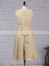 A-line V-neck Chiffon Knee-length Sashes / Ribbons Bridesmaid Dresses #Milly01013536