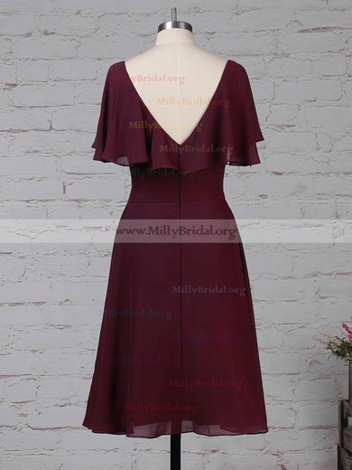 A-line Scoop Neck Chiffon Knee-length Ruffles Mother of the Bride Dresses #Milly01021698
