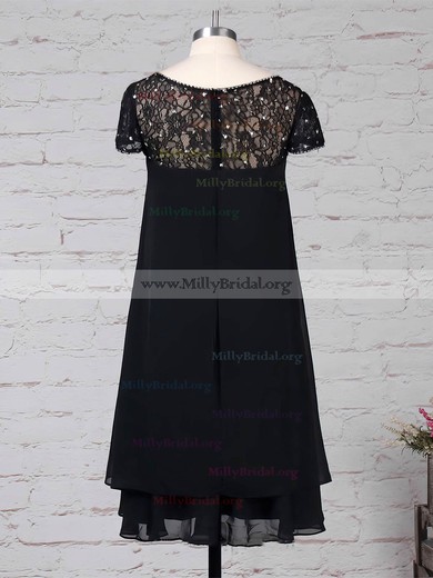 Empire Scoop Neck Lace Chiffon Knee-length Beading Mother of the Bride Dresses #Milly01021675