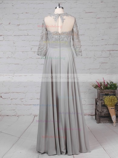 A-line Scoop Neck Chiffon Tulle Floor-length Appliques Lace Mother of the Bride Dresses #Milly01021724