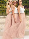 A-line V-neck Tulle Floor-length Bridesmaid Dresses #Milly01013649