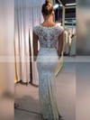 Sheath/Column V-neck Lace Floor-length Appliques Lace Wedding Dresses #Milly00023334