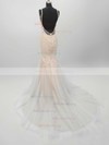 Trumpet/Mermaid V-neck Tulle Sweep Train Lace Wedding Dresses #Milly00023342
