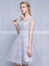 A-line Scoop Neck Tulle Short/Mini Appliques Lace Pretty Bridesmaid Dresses #Milly010020102753