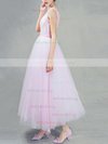Ball Gown One Shoulder Tulle Ankle-length Sashes / Ribbons Pink Sweet Bridesmaid Dresses #Milly010020103243