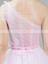 Ball Gown One Shoulder Tulle Ankle-length Sashes / Ribbons Pink Sweet Bridesmaid Dresses #Milly010020103243