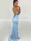 Sheath/Column Scoop Neck Lace Sweep Train Lace Bridesmaid Dresses #Milly010020104813