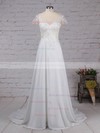 Ball Gown Scoop Neck Satin Tulle Sweep Train Appliques Lace Wedding Dresses #Milly00023170
