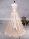 Ball Gown Scoop Neck Tulle Sweep Train Beading Wedding Dresses #Milly00023186
