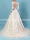 Ball Gown V-neck Tulle Court Train Beading Wedding Dresses #Milly00023154