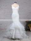 Trumpet/Mermaid V-neck Organza Sweep Train Side-Draped Wedding Dresses #Milly00023190