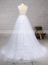 Ball Gown V-neck Tulle Sweep Train Beading Wedding Dresses #Milly00023221